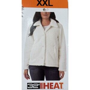 NWT 32 Degrees Women’s Sherpa Button Jacket XXL cream cozy cabincore fuzzy